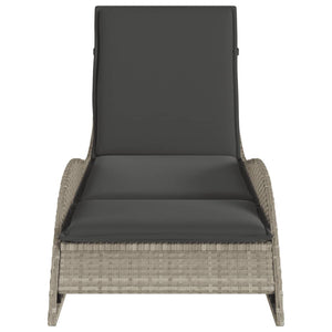 Sonnenliege Poly Rattan Hellgrau mit Auflage