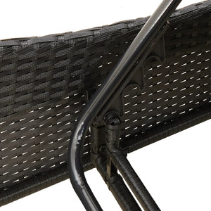 Schwarze Poly Rattan Sonnenliege mit Auflagen