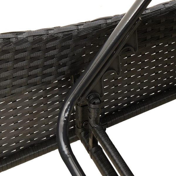 Schwarze Poly Rattan Sonnenliege mit Auflagen