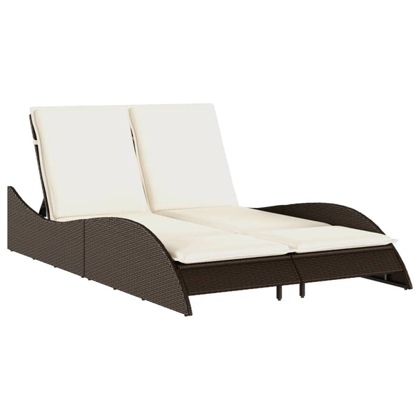 vidaXL Bain de soleil avec coussins Marron 114x205x73 cm Résine tressée