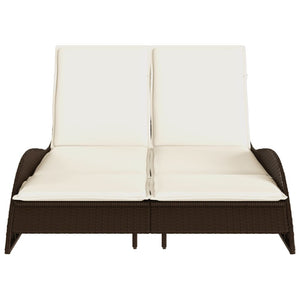 vidaXL Bain de soleil avec coussins Marron 114x205x73 cm Résine tressée