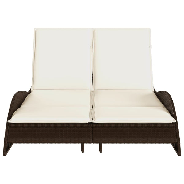 vidaXL Bain de soleil avec coussins Marron 114x205x73 cm Résine tressée