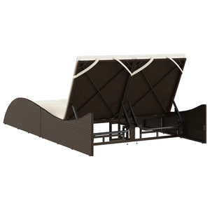 vidaXL Bain de soleil avec coussins Marron 114x205x73 cm Résine tressée