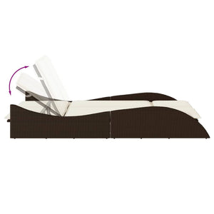 vidaXL Bain de soleil avec coussins Marron 114x205x73 cm Résine tressée