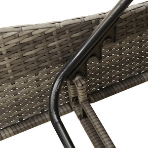Sonnenliege Grau mit Auflagen Poly Rattan
