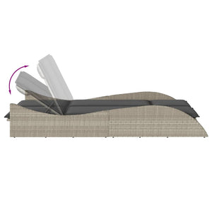 Sonnenliege Poly Rattan Hellgrau mit Auflagen