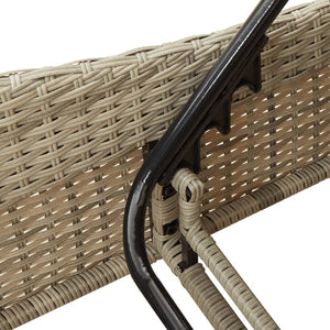 Sonnenliege Poly Rattan Hellgrau mit Auflagen