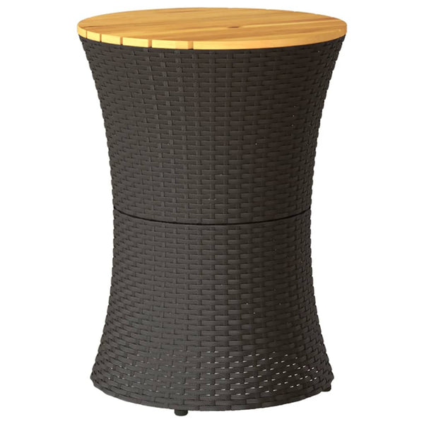 Garten Beistelltisch Trommelform Schwarz Rattan