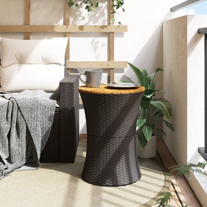 Garten Beistelltisch Trommelform Schwarz Rattan