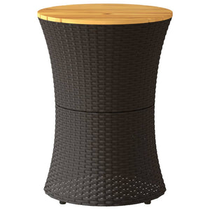 Garten Beistelltisch Trommelform Schwarz Rattan