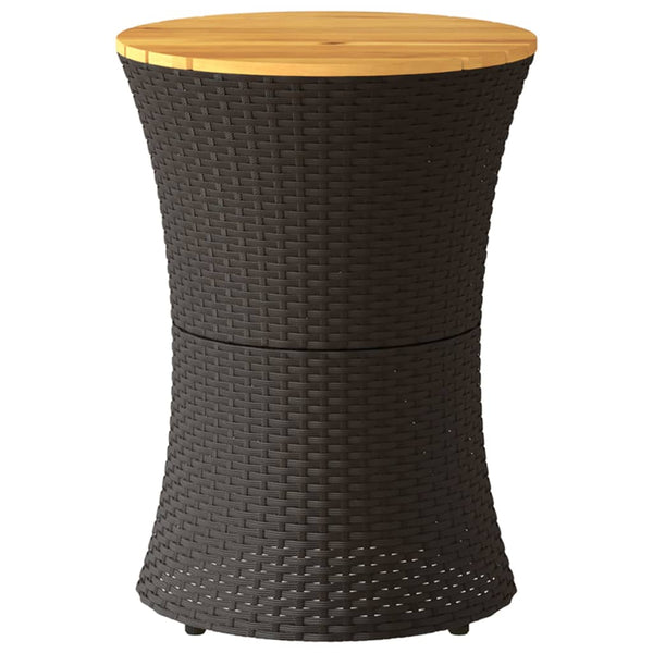 Garten Beistelltisch Trommelform Schwarz Rattan