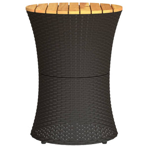 Garten Beistelltisch Trommelform Schwarz Rattan