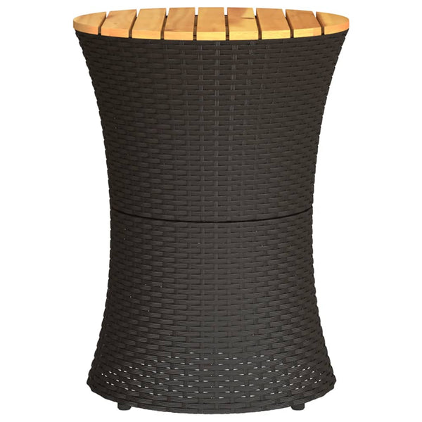 Garten Beistelltisch Trommelform Schwarz Rattan