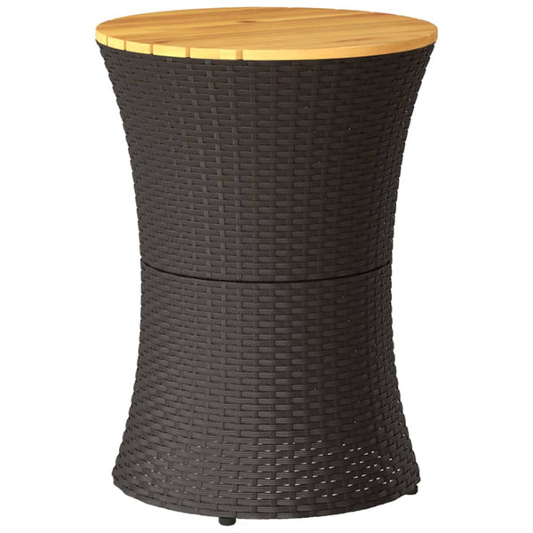 Garten Beistelltisch Trommelform Schwarz Rattan