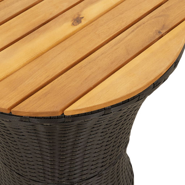 Garten Beistelltisch Trommelform Schwarz Rattan
