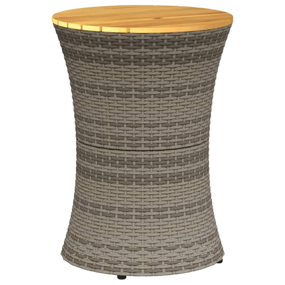 Garten Beistelltisch Trommelform Grau Poly Rattan