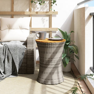Garten Beistelltisch Trommelform Grau Poly Rattan