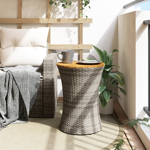 Garten Beistelltisch Trommelform Grau Poly Rattan