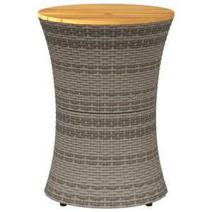 Garten Beistelltisch Trommelform Grau Poly Rattan