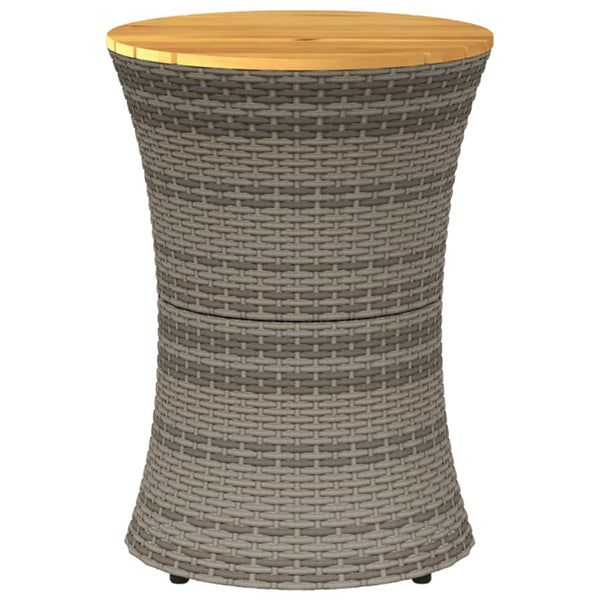 Garten Beistelltisch Trommelform Grau Poly Rattan