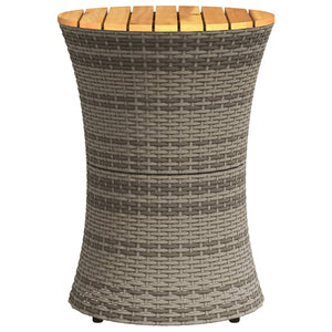 Garten Beistelltisch Trommelform Grau Poly Rattan