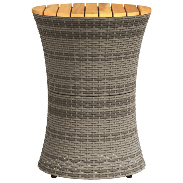 Garten Beistelltisch Trommelform Grau Poly Rattan