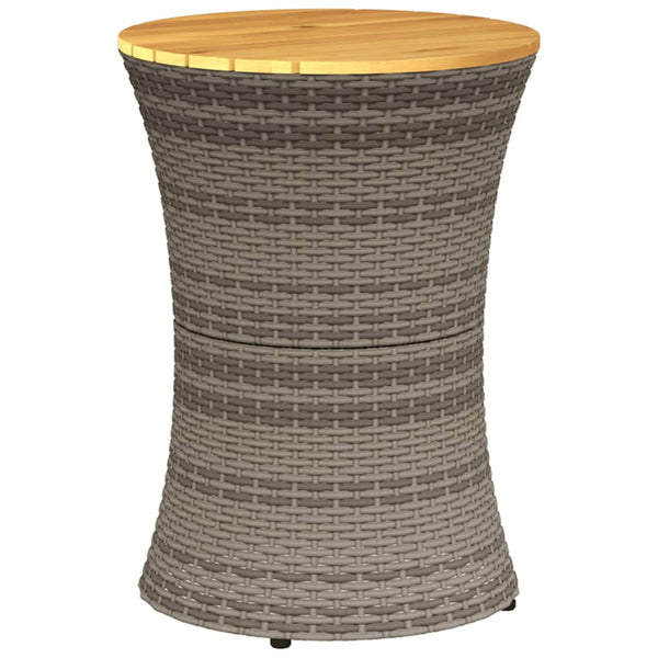 Garten Beistelltisch Trommelform Grau Poly Rattan