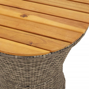 Garten Beistelltisch Trommelform Grau Poly Rattan