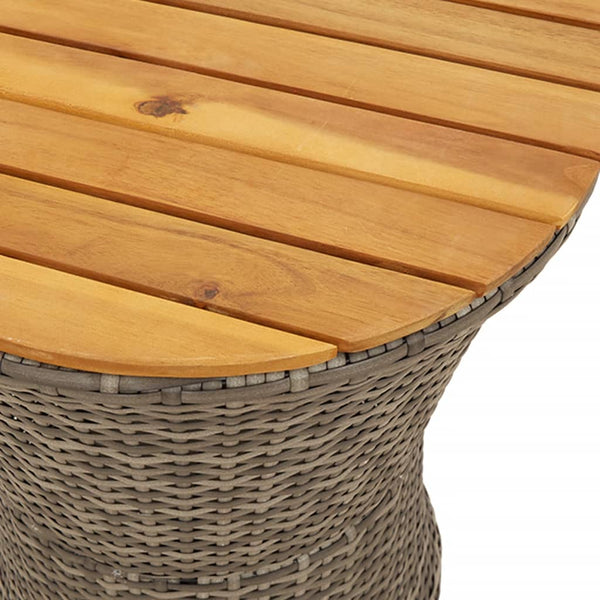 Garten Beistelltisch Trommelform Grau Poly Rattan