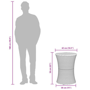 Garten Beistelltisch Trommelform Grau Poly Rattan