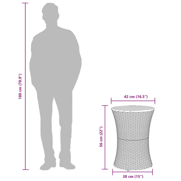 Garten Beistelltisch Trommelform Grau Poly Rattan