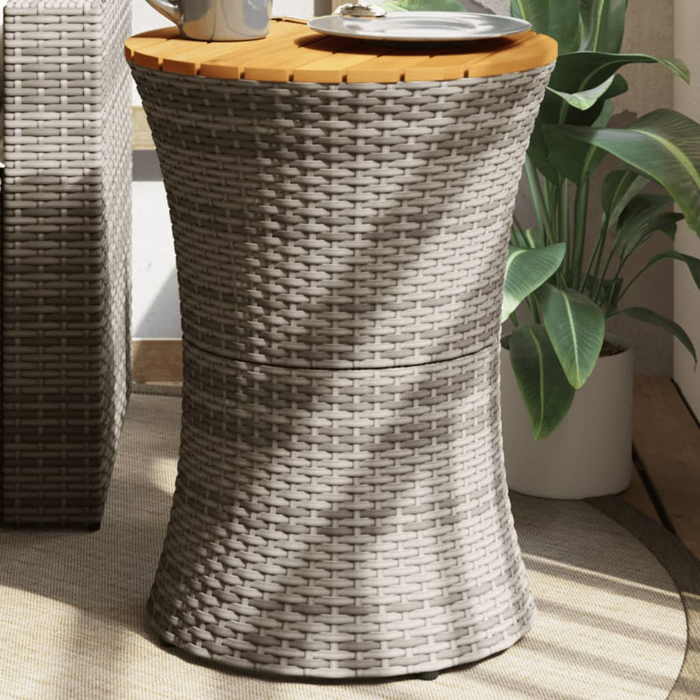 Garten Beistelltisch Trommelform Grau Poly Rattan