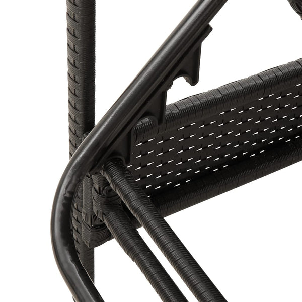 Schwarze Poly Rattan Sonnenliege mit Auflage