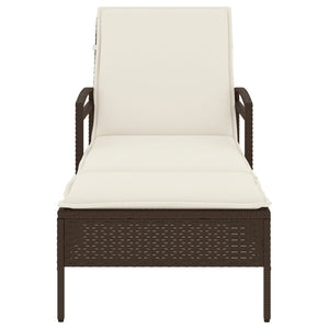 Sonnenliege Braun mit Auflage Poly Rattan