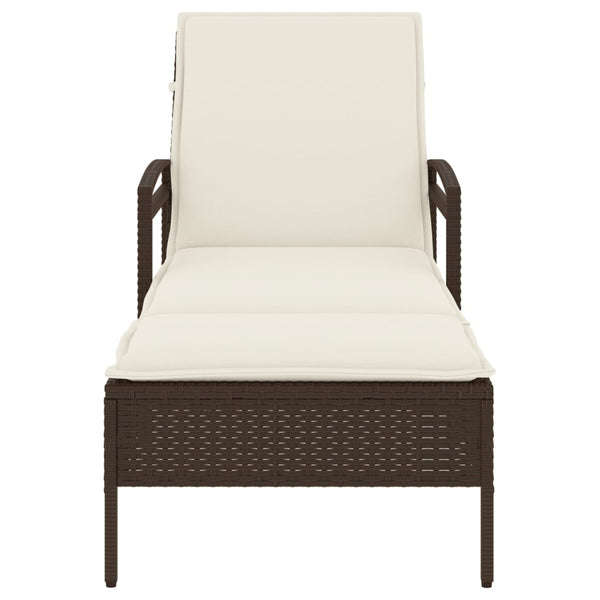 Sonnenliege Braun mit Auflage Poly Rattan