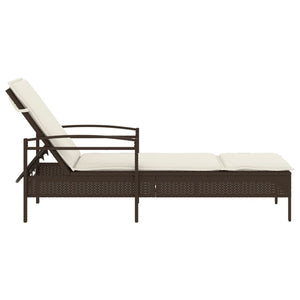 Sonnenliege Braun mit Auflage Poly Rattan