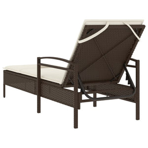 Sonnenliege Braun mit Auflage Poly Rattan