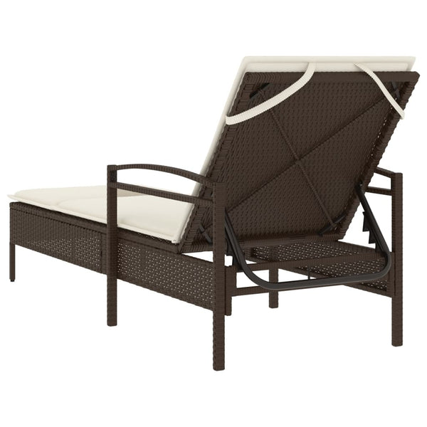 Sonnenliege Braun mit Auflage Poly Rattan