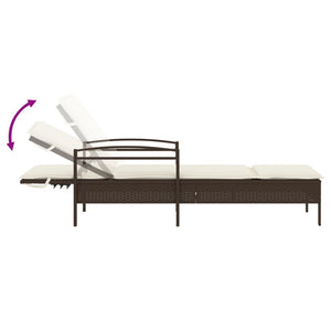 Sonnenliege Braun mit Auflage Poly Rattan