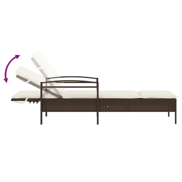 Sonnenliege Braun mit Auflage Poly Rattan
