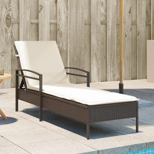 Sonnenliege Braun mit Auflage Poly Rattan