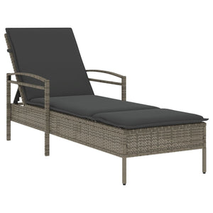 Graue Poly Rattan Sonnenliege mit Auflage