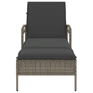 Graue Poly Rattan Sonnenliege mit Auflage