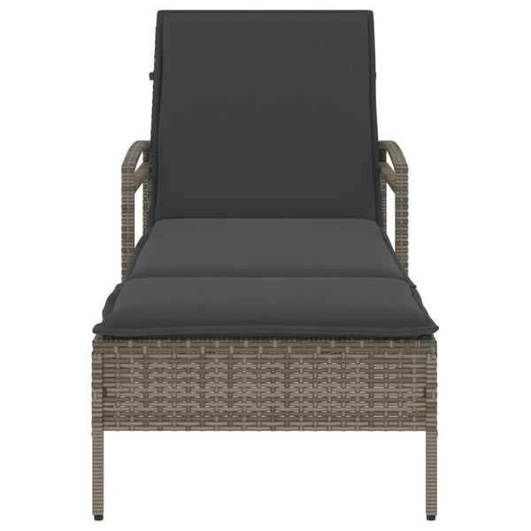 Graue Poly Rattan Sonnenliege mit Auflage