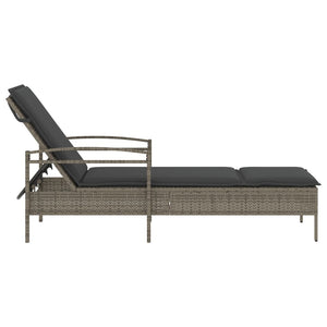 Graue Poly Rattan Sonnenliege mit Auflage
