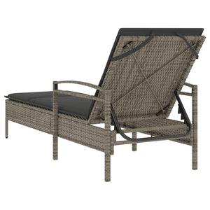 Graue Poly Rattan Sonnenliege mit Auflage