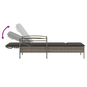 Graue Poly Rattan Sonnenliege mit Auflage