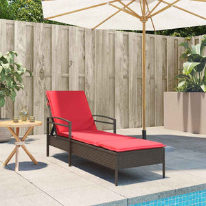 Sonnenliege Braun mit Kissen Polyrattan