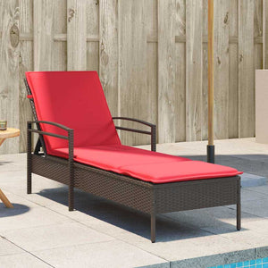 Sonnenliege Braun mit Kissen Polyrattan