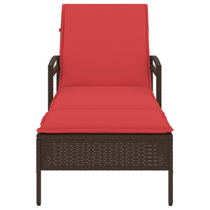 Sonnenliege Braun mit Kissen Polyrattan